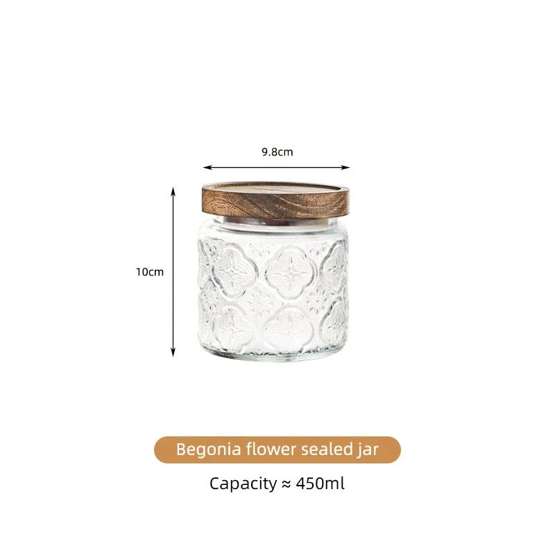 Vintage Glass Jar with Seal Wooden Lid Retro Design