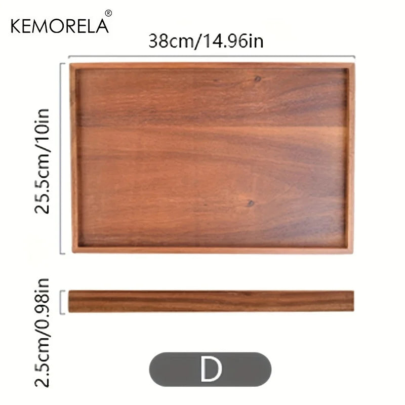 1PCS Retro Wooden Rectangular Storage Tray