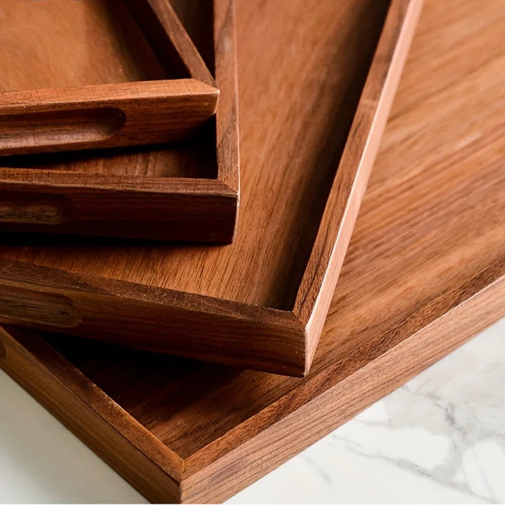 1PCS Retro Wooden Rectangular Storage Tray