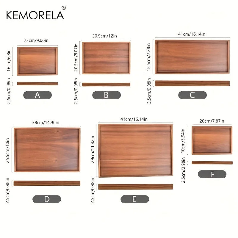 1PCS Retro Wooden Rectangular Storage Tray
