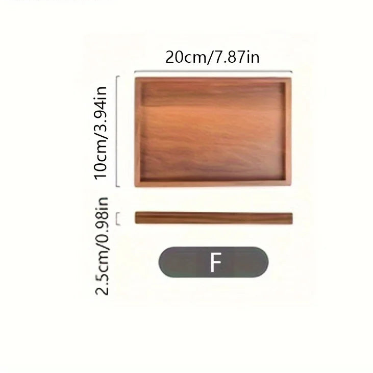 1PCS Retro Wooden Rectangular Storage Tray