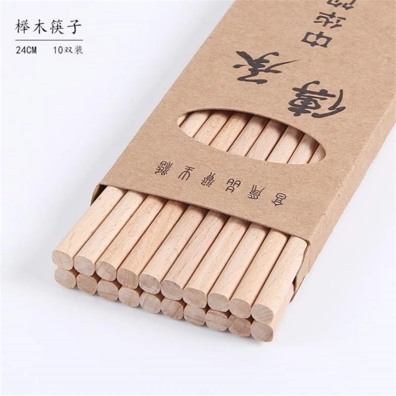 10 Pairs Reusable Wooden Bamboo Japanese Chop Stick