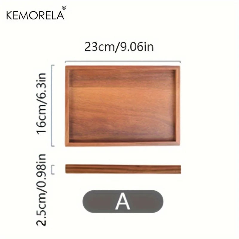 1PCS Retro Wooden Rectangular Storage Tray