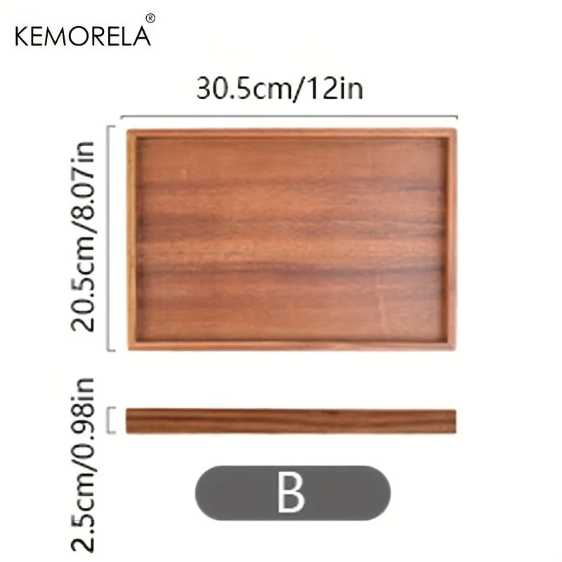 1PCS Retro Wooden Rectangular Storage Tray