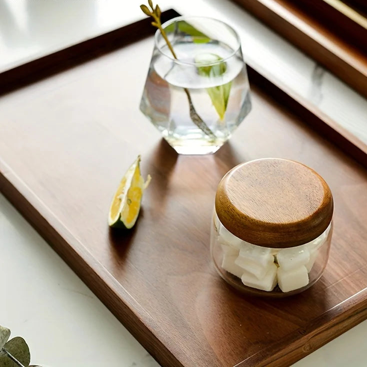 1PCS Retro Wooden Rectangular Storage Tray